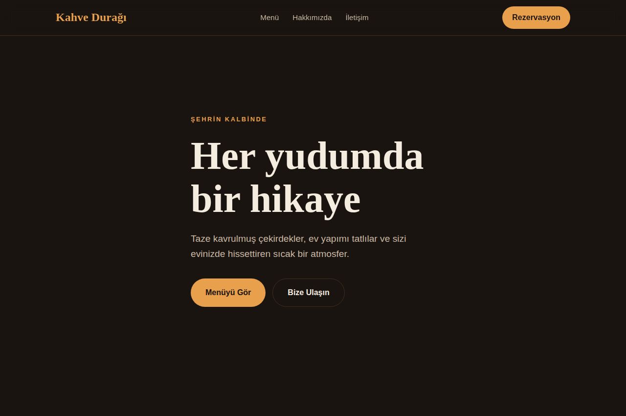 Kafe web sitesi şablonu