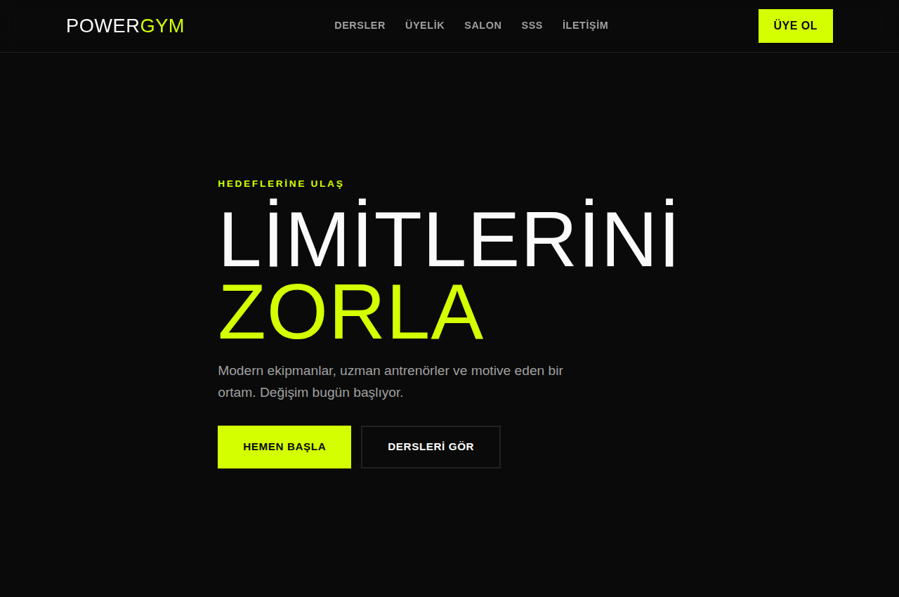 Spor salonu web sitesi şablonu